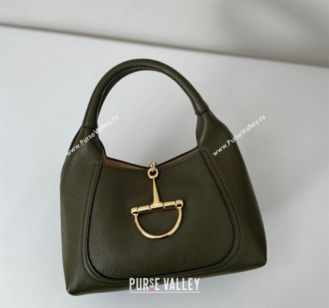Gucci Softbit Leather Medium Shoulder Bag with Oversized Half Horsebit Khaki 2025 837467 (DLH-251124118)
