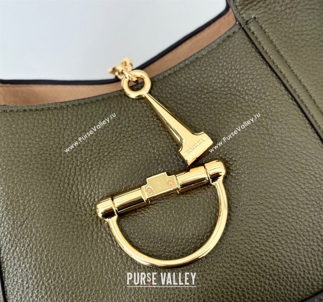 Gucci Softbit Leather Medium Shoulder Bag with Oversized Half Horsebit Khaki 2025 837467 (DLH-251124118)