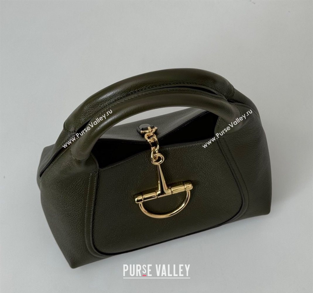 Gucci Softbit Leather Medium Shoulder Bag with Oversized Half Horsebit Khaki 2025 837467 (DLH-251124118)