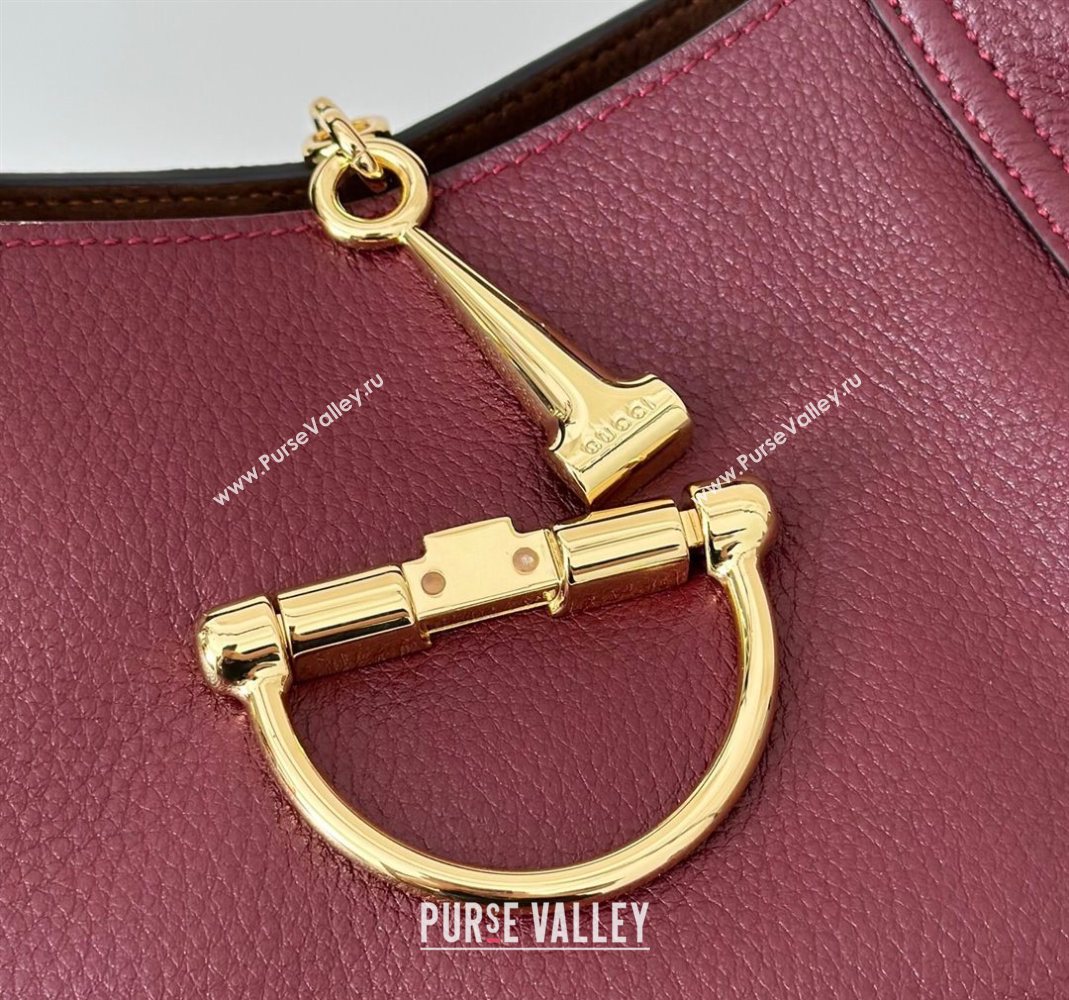Gucci Softbit Leather Medium Shoulder Bag with Oversized Half Horsebit Ancora Red 2025 837467 (DLH-251124120)