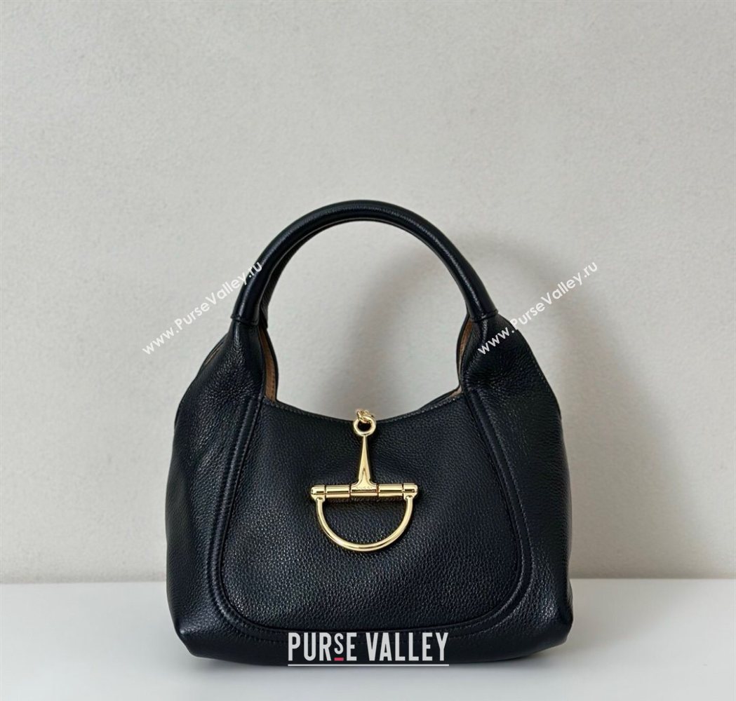 Gucci Softbit Leather Medium Shoulder Bag with Oversized Half Horsebit Black 2025 837467 (DLH-251124121)