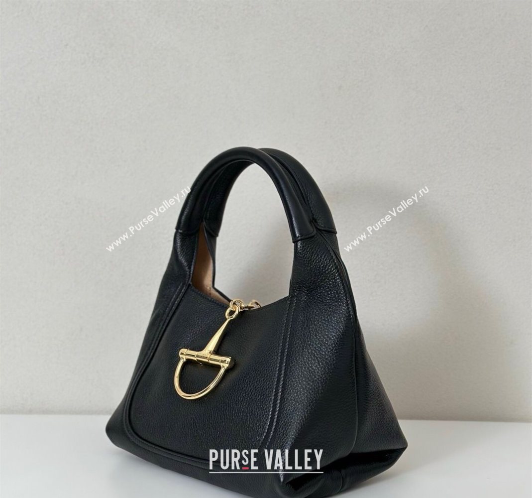 Gucci Softbit Leather Medium Shoulder Bag with Oversized Half Horsebit Black 2025 837467 (DLH-251124121)