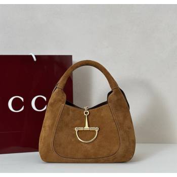 Gucci Softbit Suede Medium Shoulder Bag with Oversized Half Horsebit Brown 2025 837467 (DLH-251124122)