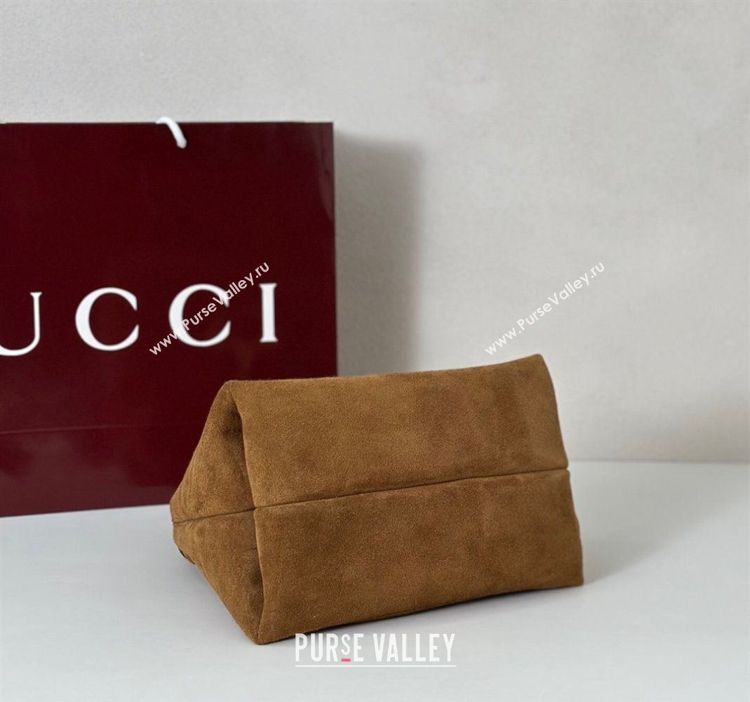 Gucci Softbit Suede Medium Shoulder Bag with Oversized Half Horsebit Brown 2025 837467 (DLH-251124122)