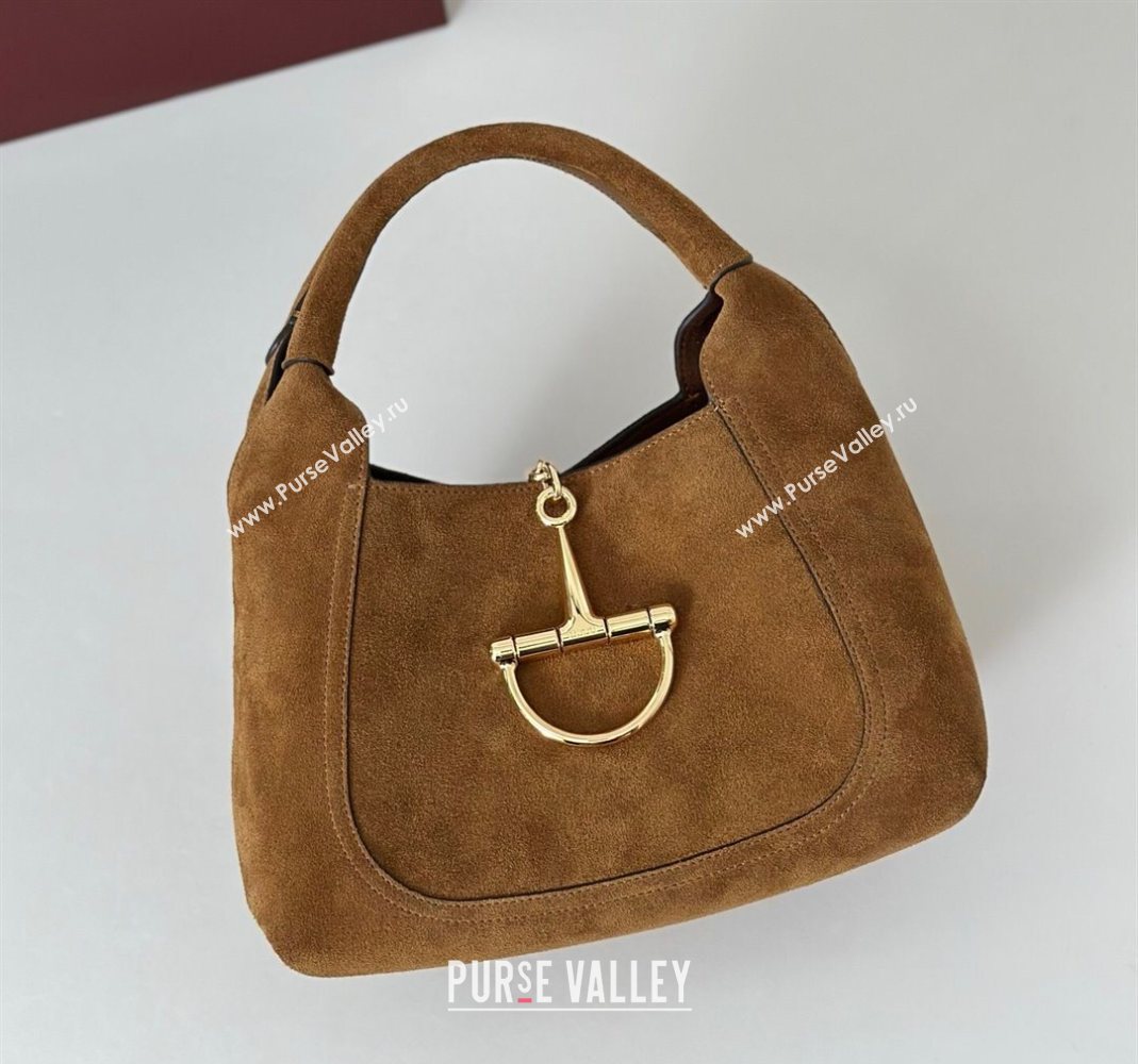 Gucci Softbit Suede Medium Shoulder Bag with Oversized Half Horsebit Brown 2025 837467 (DLH-251124122)