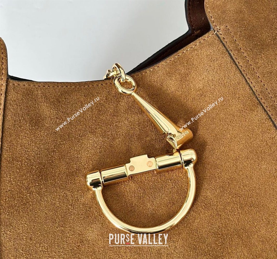 Gucci Softbit Suede Medium Shoulder Bag with Oversized Half Horsebit Brown 2025 837467 (DLH-251124122)