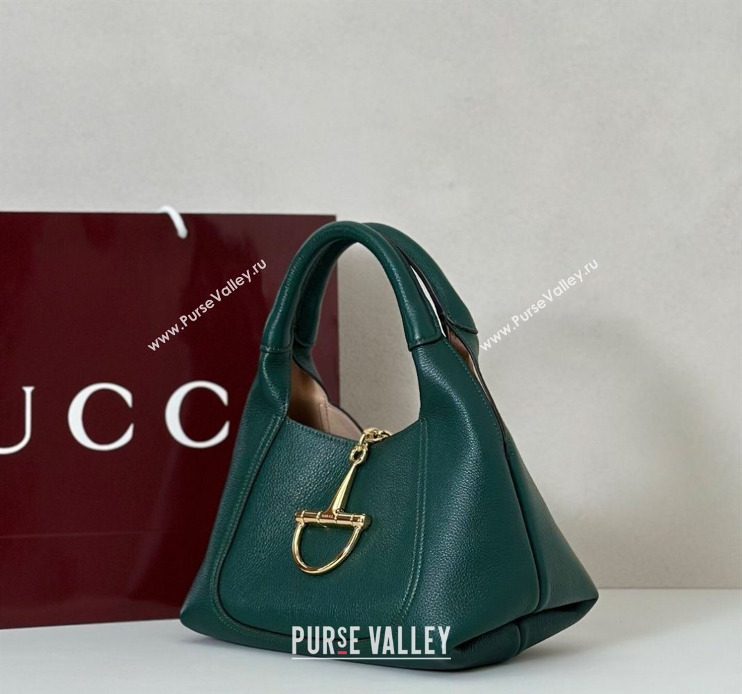 Gucci Softbit Leather Medium Shoulder Bag with Oversized Half Horsebit Dark Green 2025 837467 (DLH-251124123)