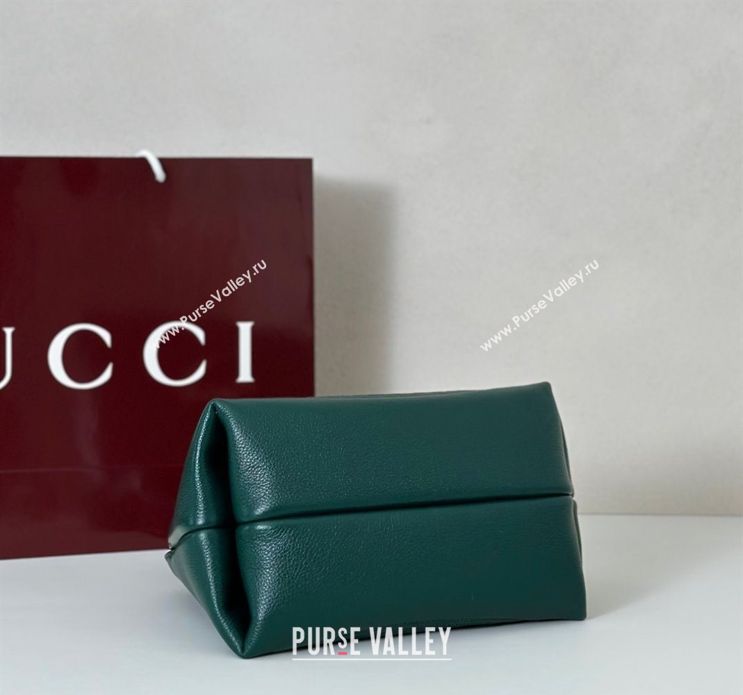 Gucci Softbit Leather Medium Shoulder Bag with Oversized Half Horsebit Dark Green 2025 837467 (DLH-251124123)