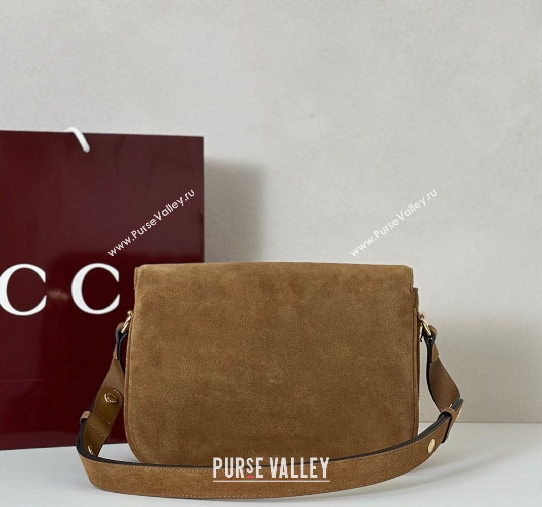 Gucci Horsebit 1955 Aura small shoulder bag in Suede Brown 2025 847063 (DLH-251124080)