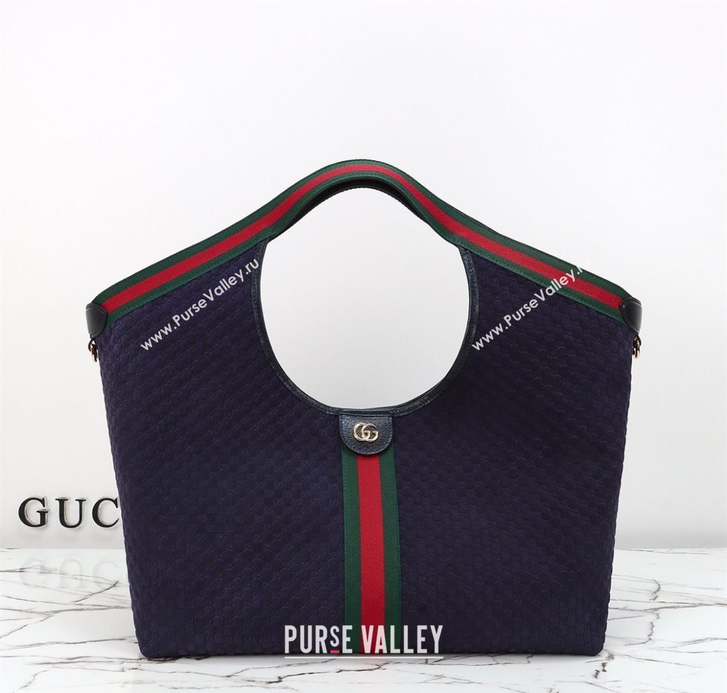 Gucci Giglio Large Tote Bag in GG Suede 853971 Dark Blue 2025 (DLH-251124074)