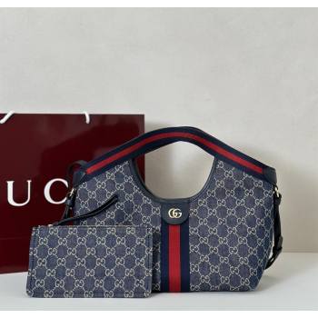 Gucci Giglio Small Tote Bag in GG Denim 860845 Navy Blue 2025 (DLH-251124075)