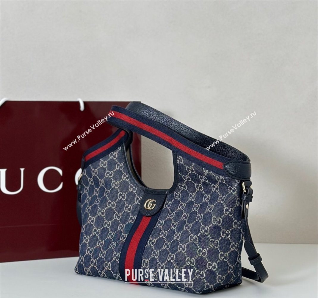 Gucci Giglio Small Tote Bag in GG Denim 860845 Navy Blue 2025 (DLH-251124075)