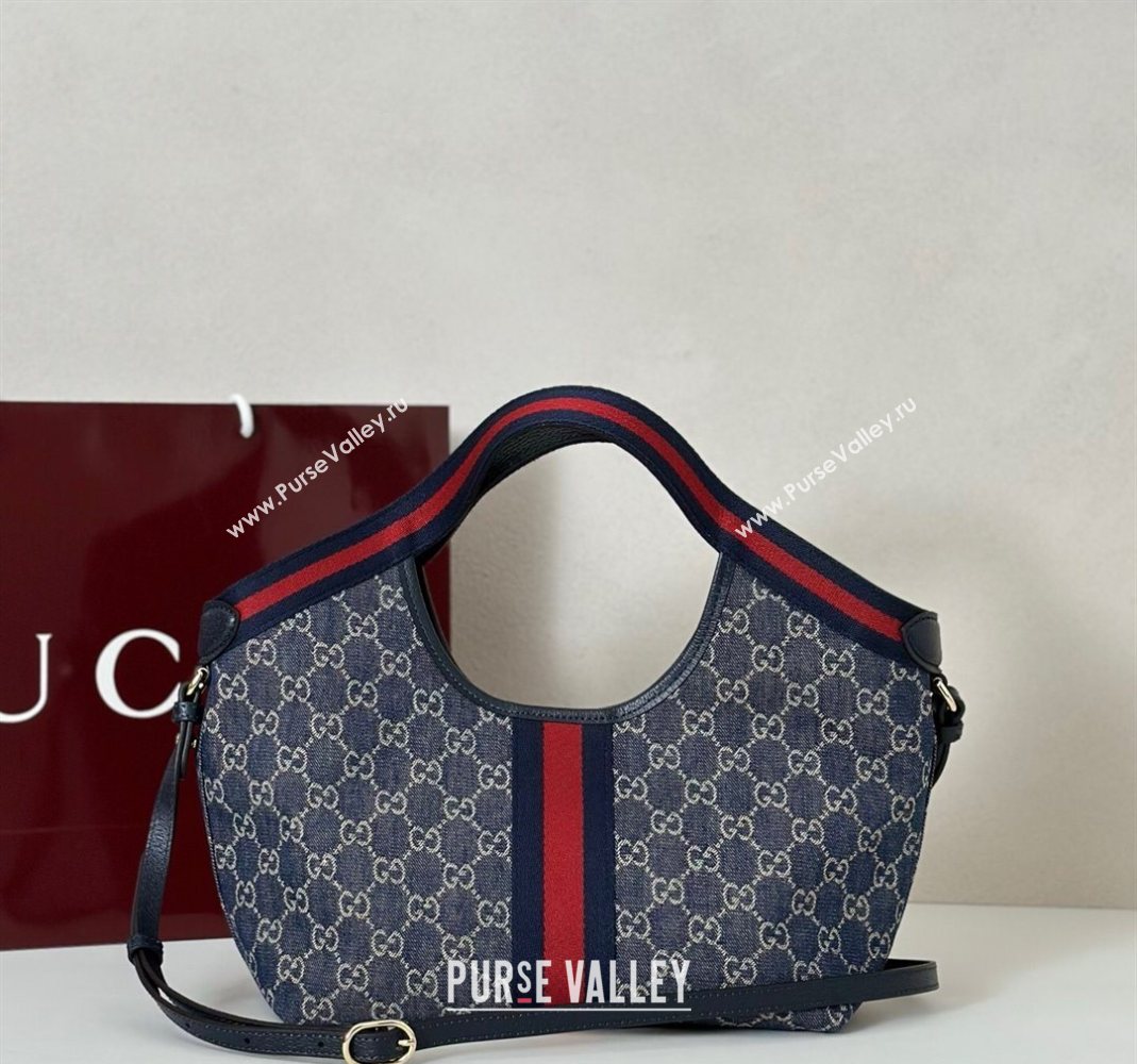 Gucci Giglio Small Tote Bag in GG Denim 860845 Navy Blue 2025 (DLH-251124075)