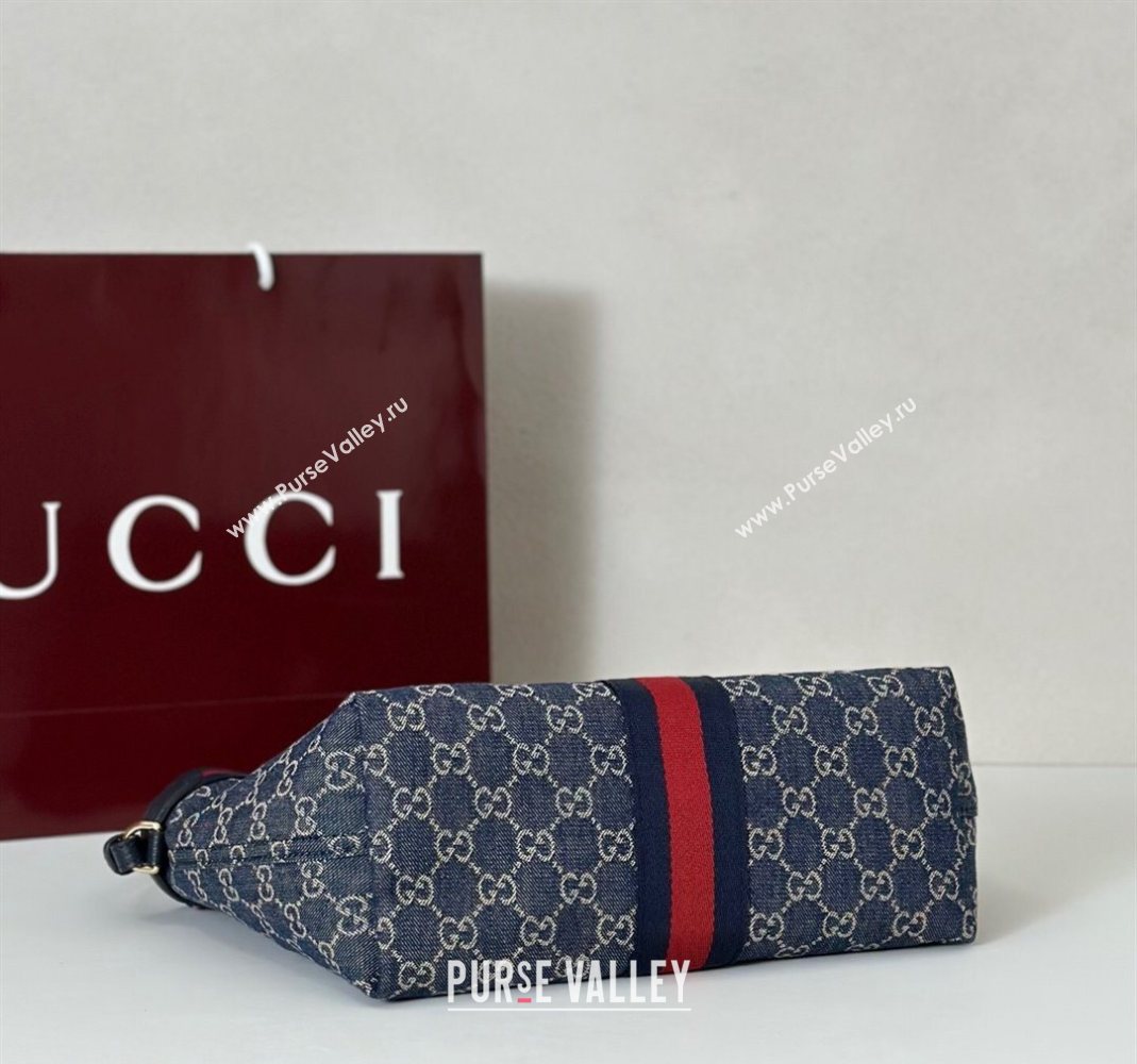 Gucci Giglio Small Tote Bag in GG Denim 860845 Navy Blue 2025 (DLH-251124075)
