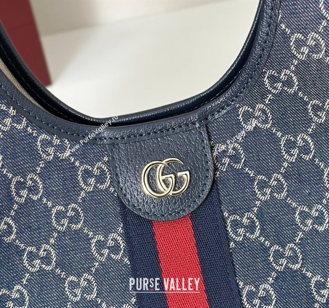 Gucci Giglio Small Tote Bag in GG Denim 860845 Navy Blue 2025 (DLH-251124075)