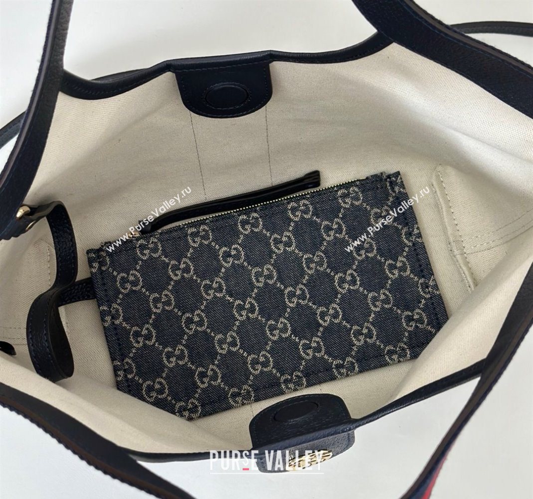 Gucci Giglio Small Tote Bag in GG Denim 860845 Navy Blue 2025 (DLH-251124075)