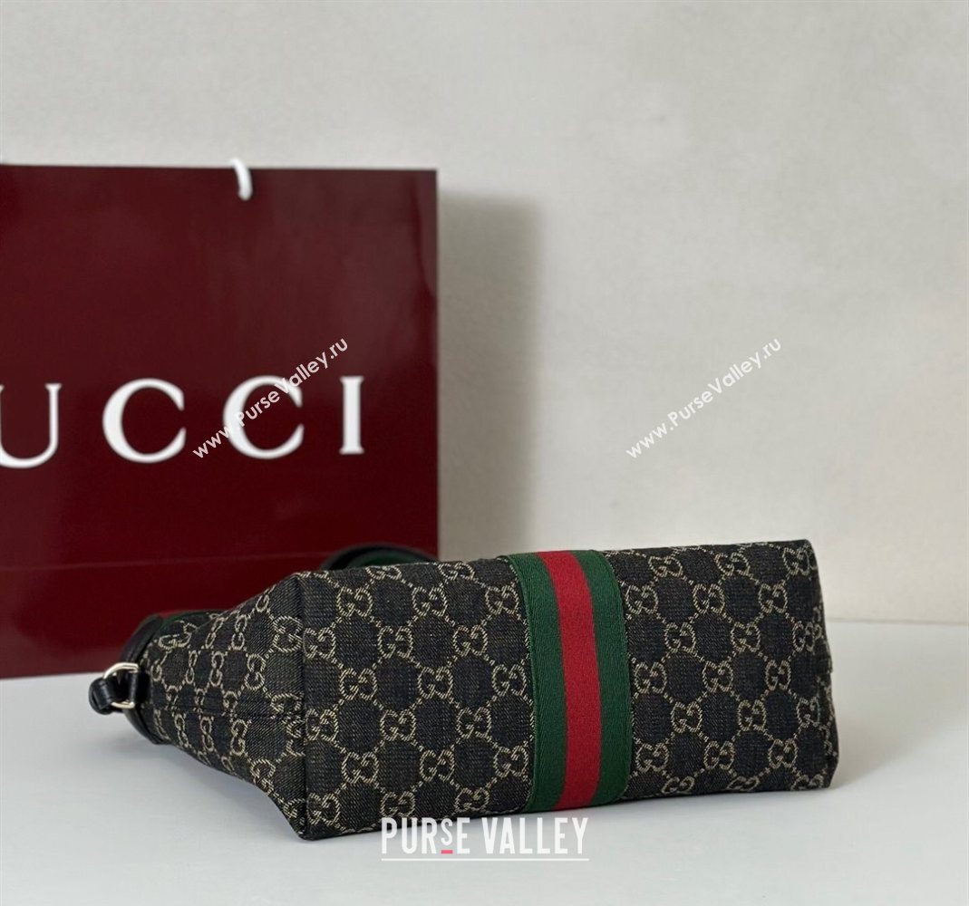 Gucci Giglio Small Tote Bag in GG Denim 860845 Black 2025 (DLH-251124078)
