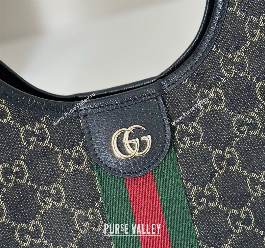 Gucci Giglio Small Tote Bag in GG Denim 860845 Black 2025 (DLH-251124078)