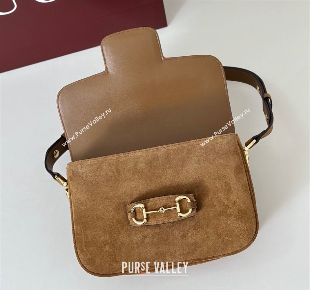 Gucci Horsebit 1955 Aura small shoulder bag in Suede Brown 2025 847063 (DLH-251124080)