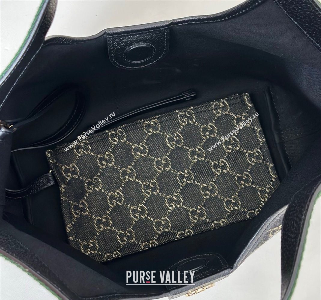 Gucci Giglio Small Tote Bag in GG Denim 860845 Black 2025 (DLH-251124078)