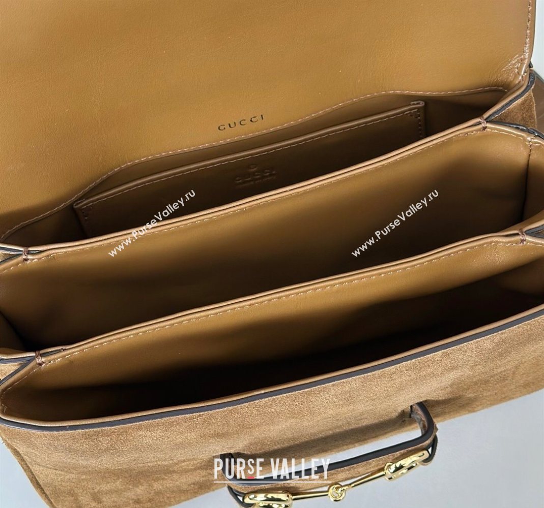Gucci Horsebit 1955 Aura small shoulder bag in Suede Brown 2025 847063 (DLH-251124080)