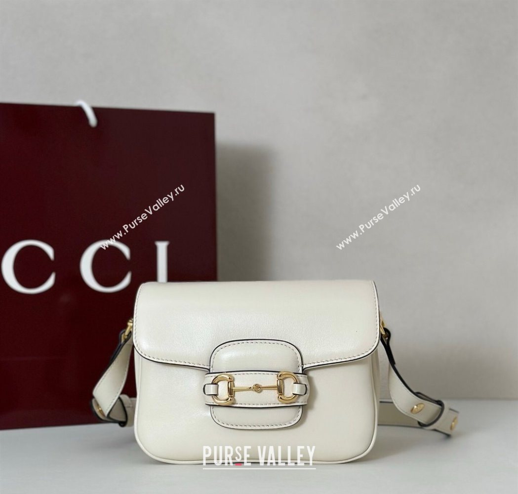 Gucci Horsebit 1955 Aura mini shoulder bag in Leather White 2025 847064 (DLH-251124126)