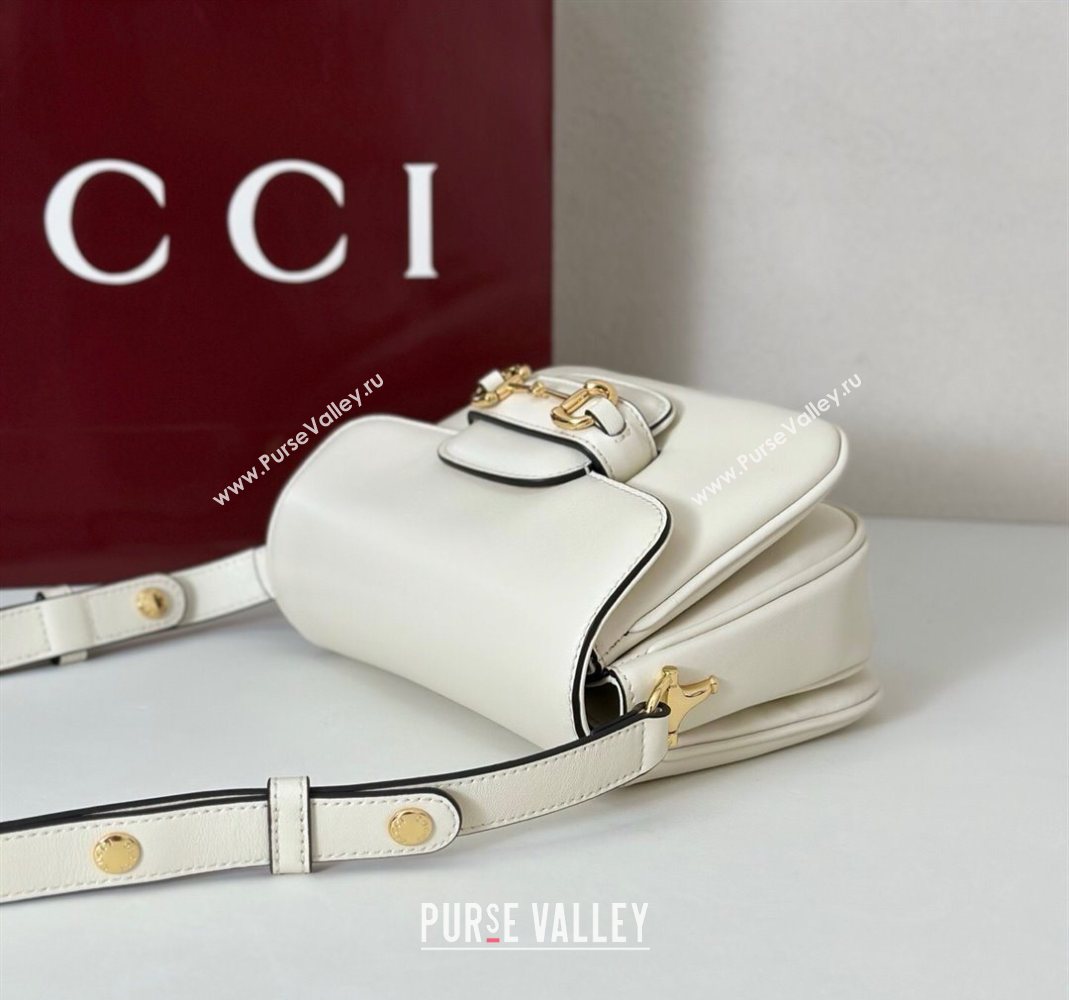 Gucci Horsebit 1955 Aura mini shoulder bag in Leather White 2025 847064 (DLH-251124126)