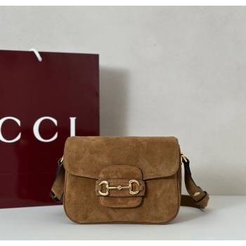 Gucci Horsebit 1955 Aura mini shoulder bag in Suede Brown 2025 847064 (DLH-251124127)