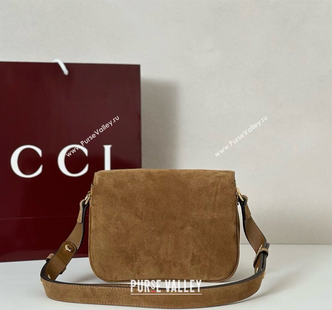 Gucci Horsebit 1955 Aura mini shoulder bag in Suede Brown 2025 847064 (DLH-251124127)