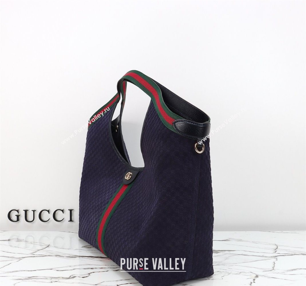 Gucci Giglio Large Tote Bag in GG Suede 853971 Dark Blue 2025 (DLH-251124074)