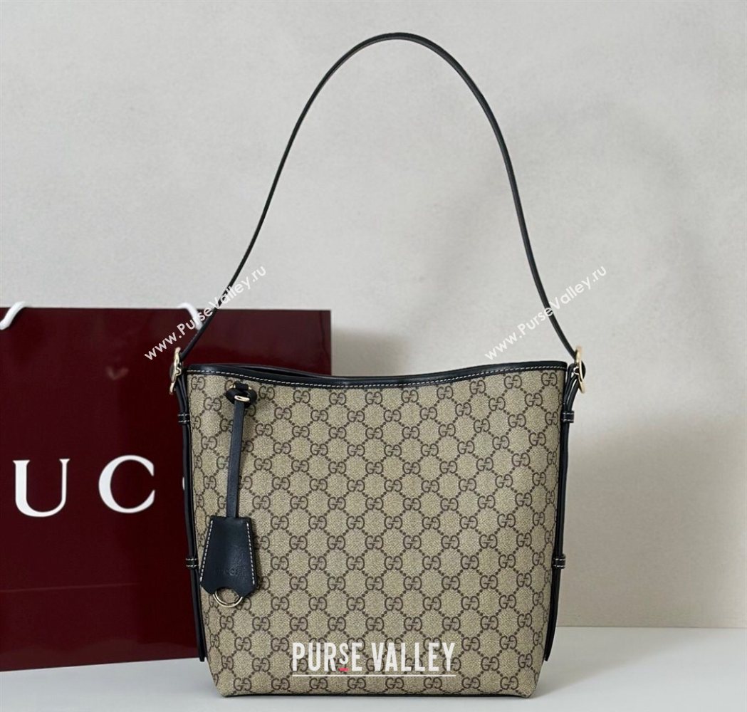 Gucci GG Canvas Emblem small shoulder bag Beige/Black 2025 848881 (DLH-251124133)