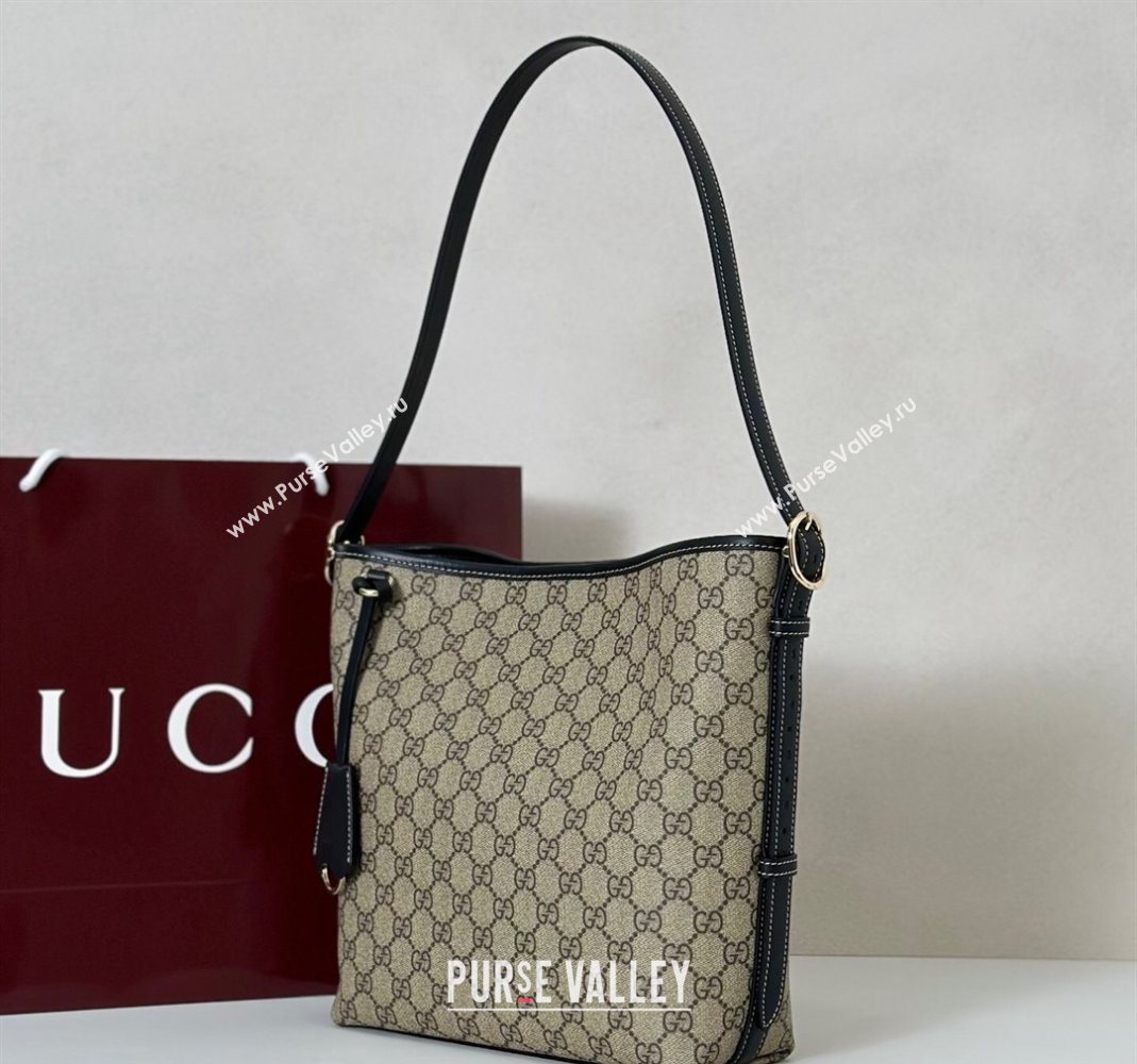 Gucci GG Canvas Emblem small shoulder bag Beige/Black 2025 848881 (DLH-251124133)