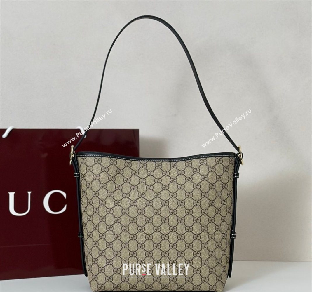 Gucci GG Canvas Emblem small shoulder bag Beige/Black 2025 848881 (DLH-251124133)