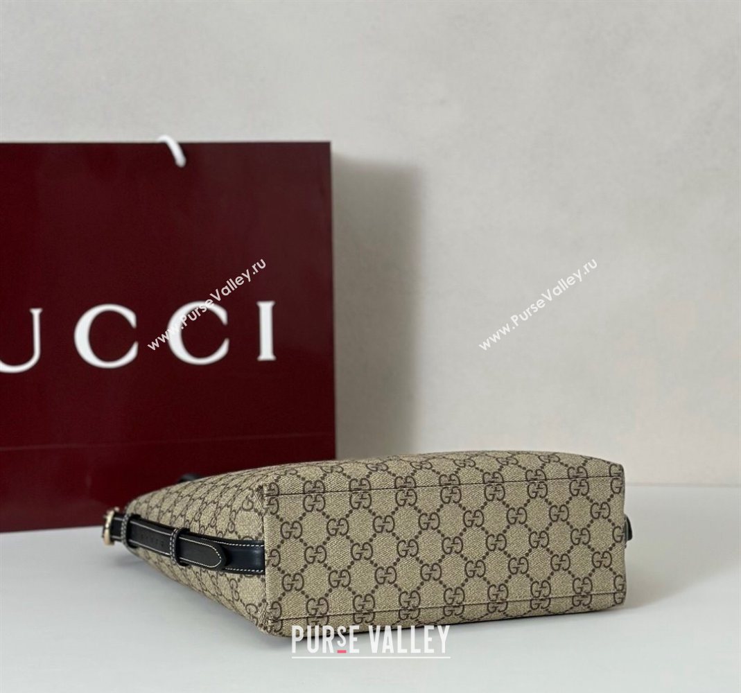 Gucci GG Canvas Emblem small shoulder bag Beige/Black 2025 848881 (DLH-251124133)