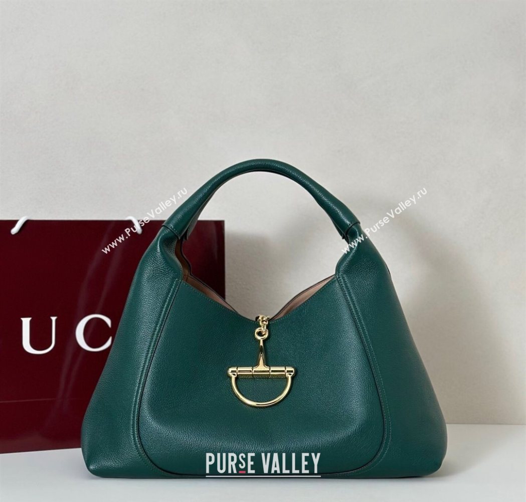 Gucci Softbit Leather Maxi Shoulder Bag with Oversized Half Horsebit Green 2025 837466 (DLH-251124104)