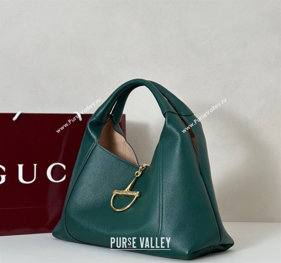 Gucci Softbit Leather Maxi Shoulder Bag with Oversized Half Horsebit Green 2025 837466 (DLH-251124104)