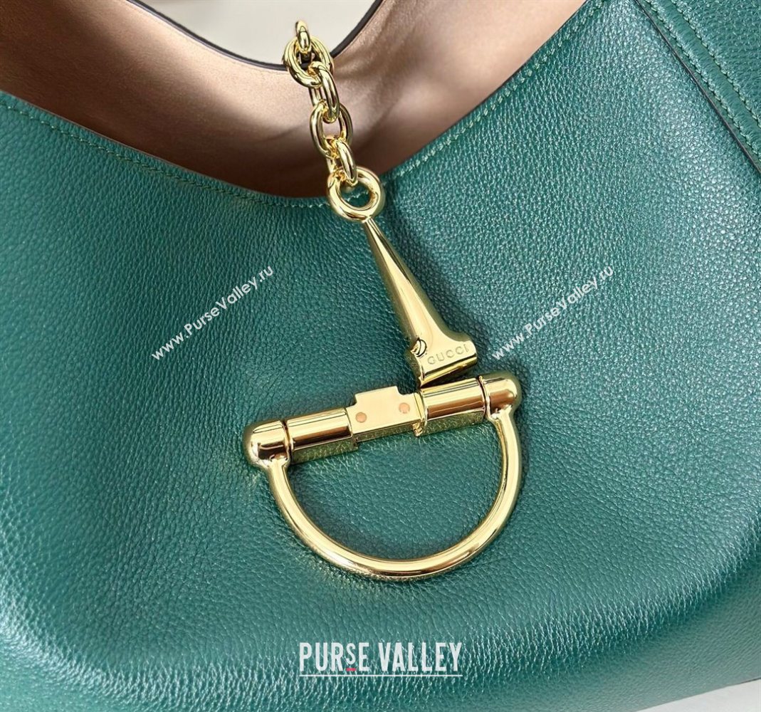 Gucci Softbit Leather Maxi Shoulder Bag with Oversized Half Horsebit Green 2025 837466 (DLH-251124104)