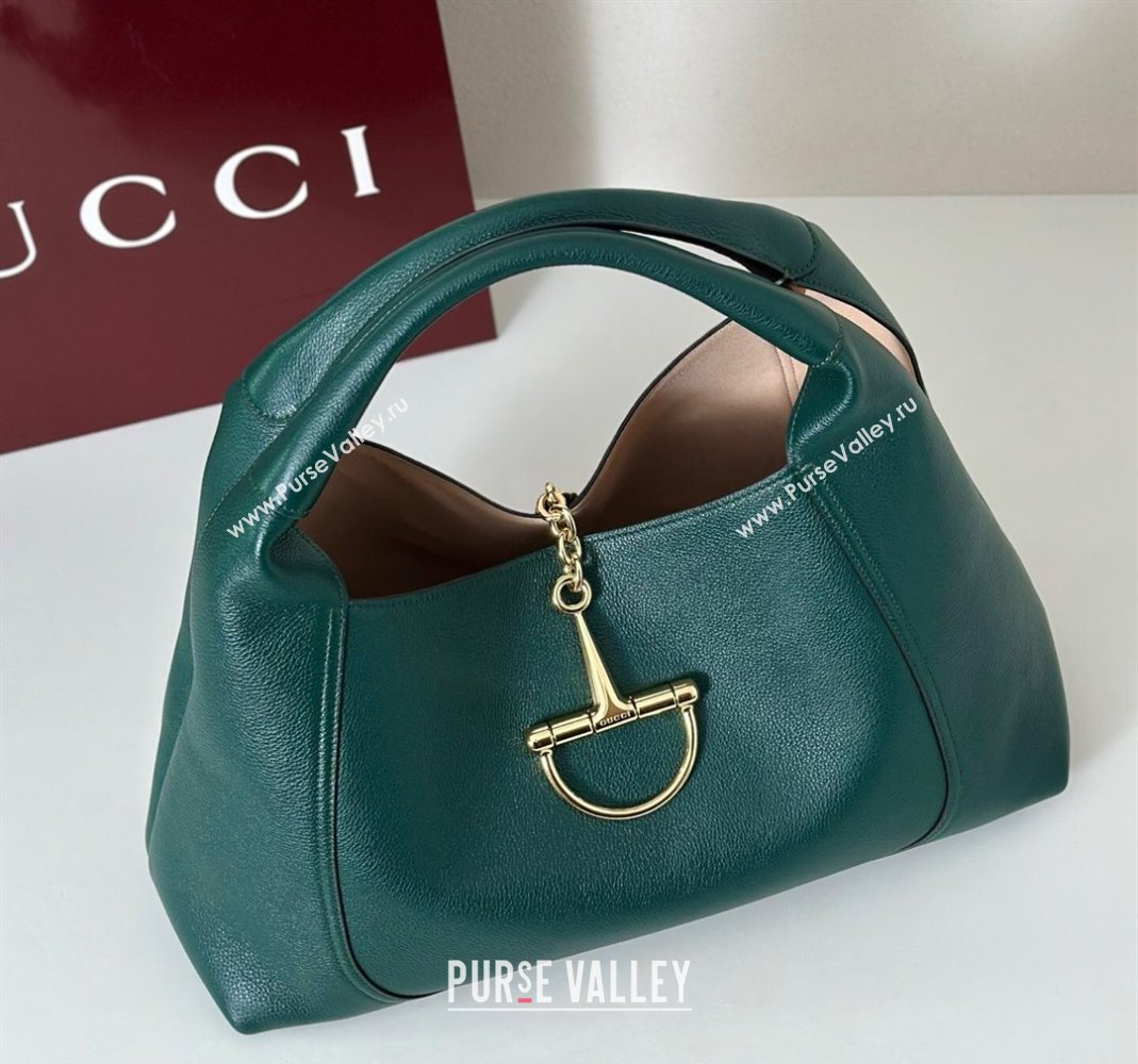 Gucci Softbit Leather Maxi Shoulder Bag with Oversized Half Horsebit Green 2025 837466 (DLH-251124104)