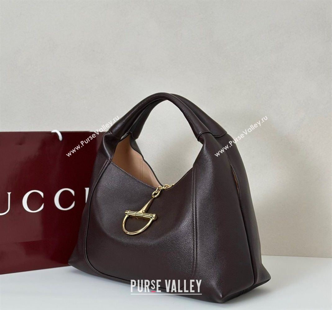 Gucci Softbit Leather Maxi Shoulder Bag with Oversized Half Horsebit Dark Brown 2025 837466 (DLH-251124105)