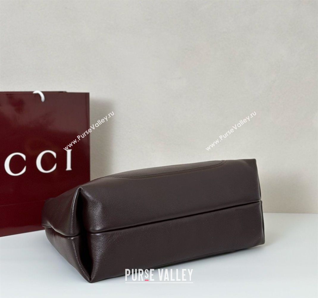 Gucci Softbit Leather Maxi Shoulder Bag with Oversized Half Horsebit Dark Brown 2025 837466 (DLH-251124105)