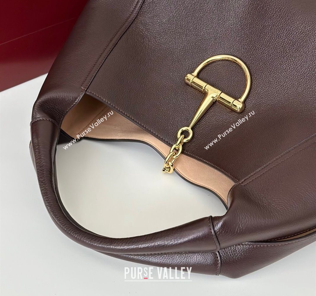 Gucci Softbit Leather Maxi Shoulder Bag with Oversized Half Horsebit Dark Brown 2025 837466 (DLH-251124105)