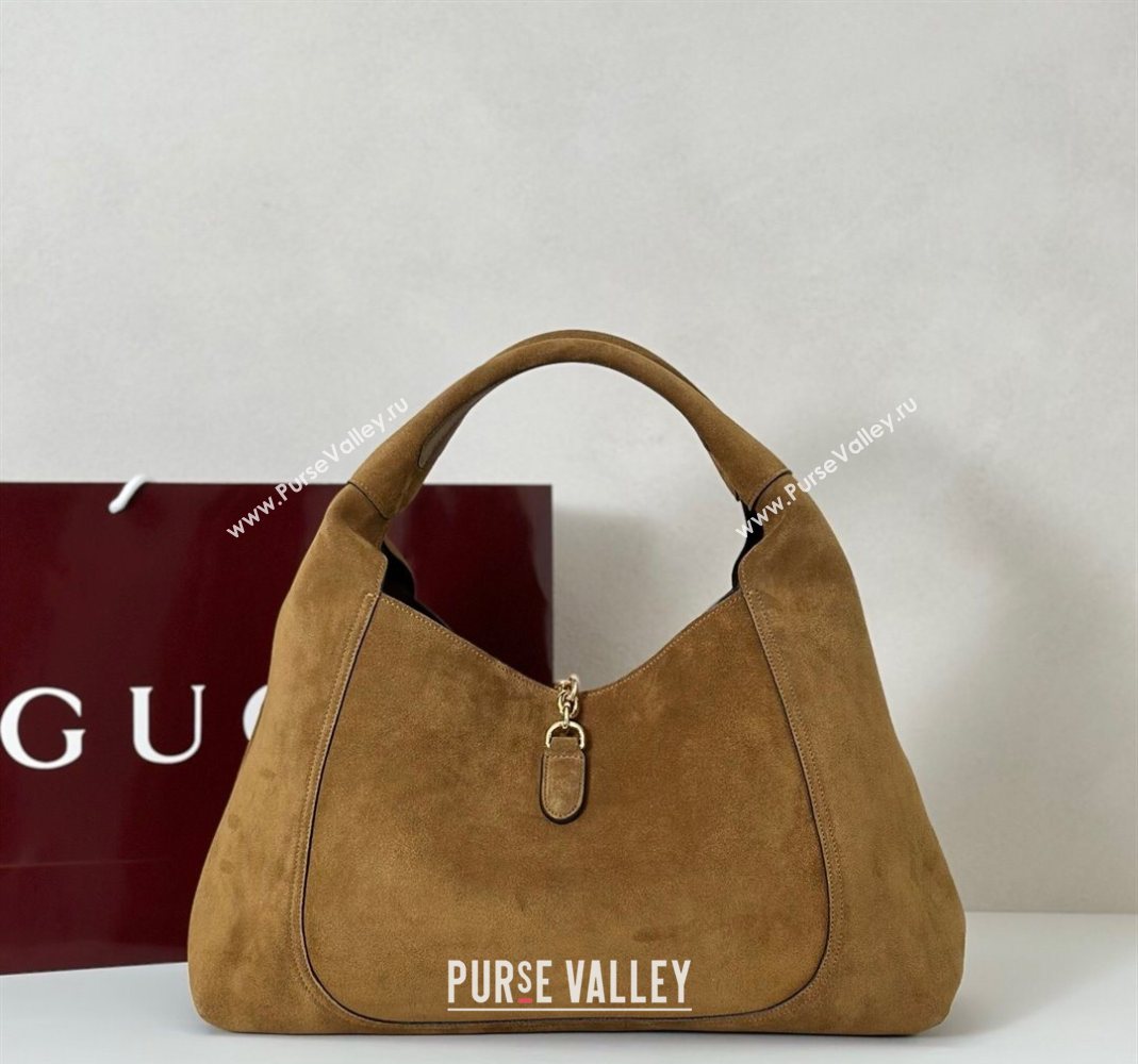 Gucci Softbit Suede Maxi Shoulder Bag with Oversized Half Horsebit Brown 2025 837466 (DLH-251124106)