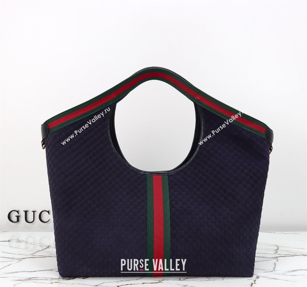 Gucci Giglio Large Tote Bag in GG Suede 853971 Dark Blue 2025 (DLH-251124074)