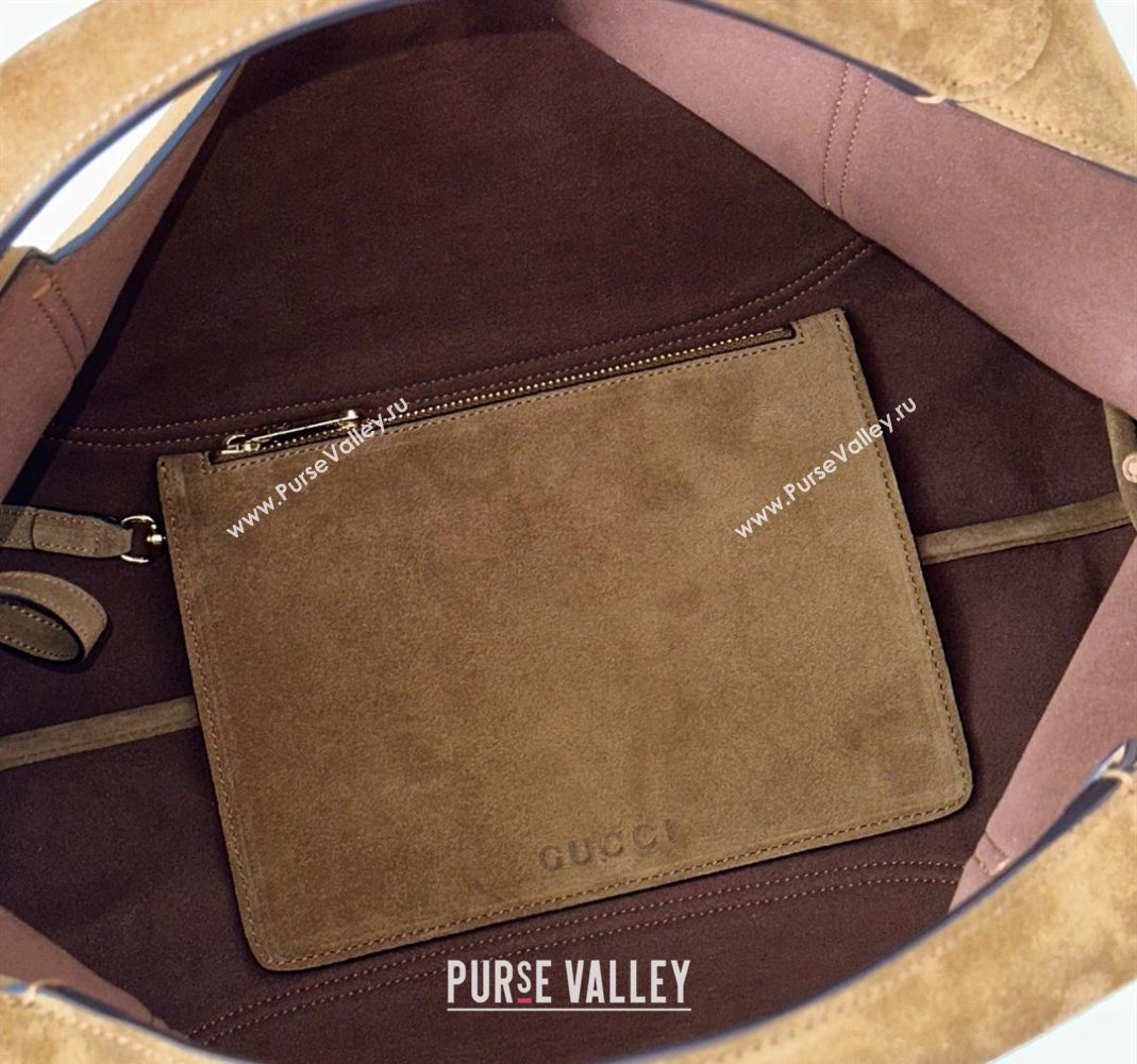 Gucci Softbit Suede Maxi Shoulder Bag with Oversized Half Horsebit Brown 2025 837466 (DLH-251124106)