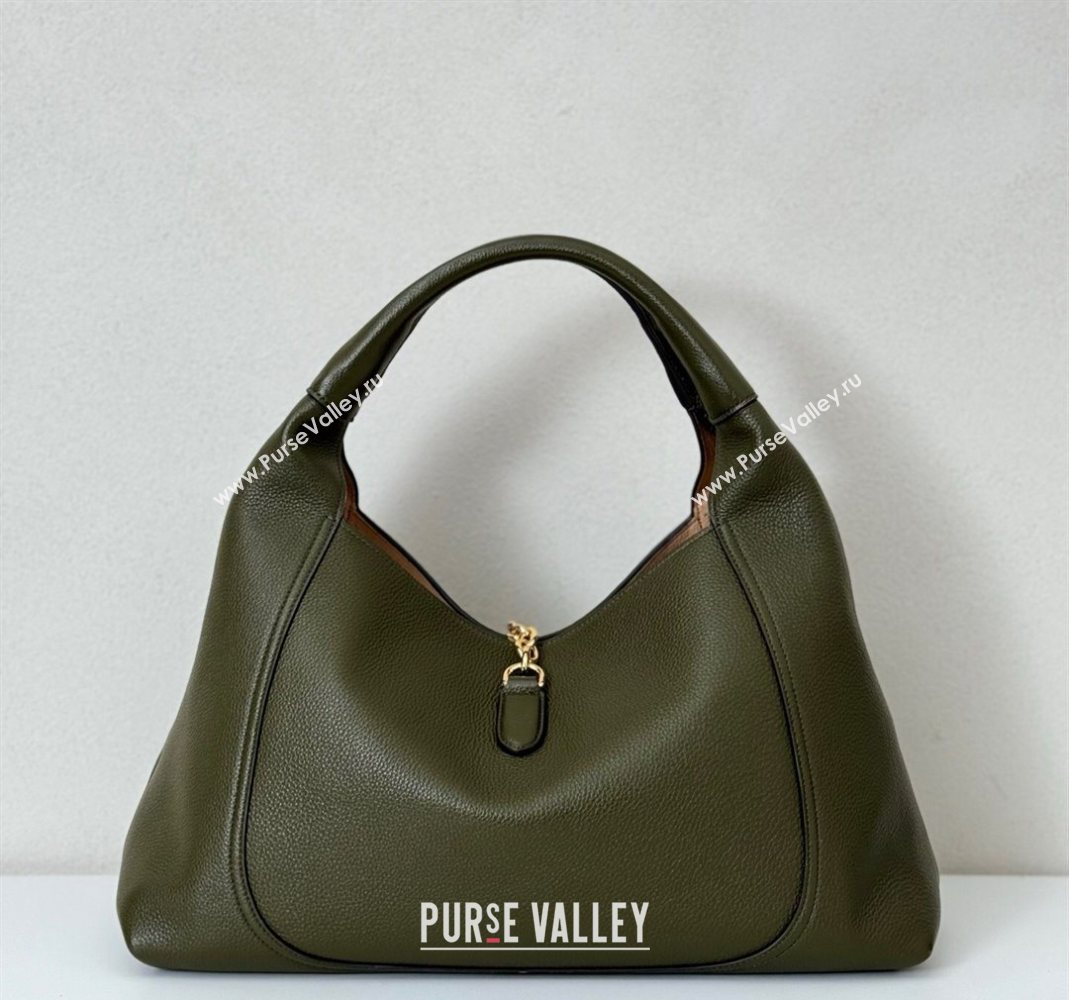 Gucci Softbit Leather Maxi Shoulder Bag with Oversized Half Horsebit Khaki 2025 837466 (DLH-251124107)