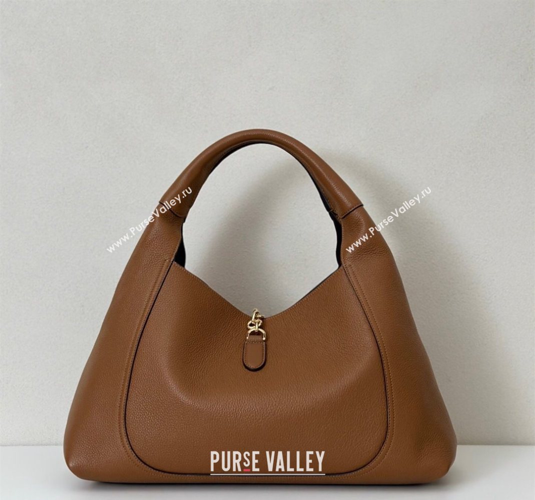 Gucci Softbit Leather Maxi Shoulder Bag with Oversized Half Horsebit Brown 2025 837466 (DLH-251124108)