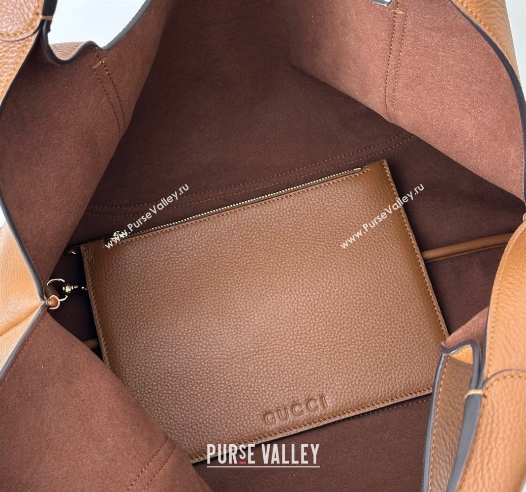 Gucci Softbit Leather Maxi Shoulder Bag with Oversized Half Horsebit Brown 2025 837466 (DLH-251124108)