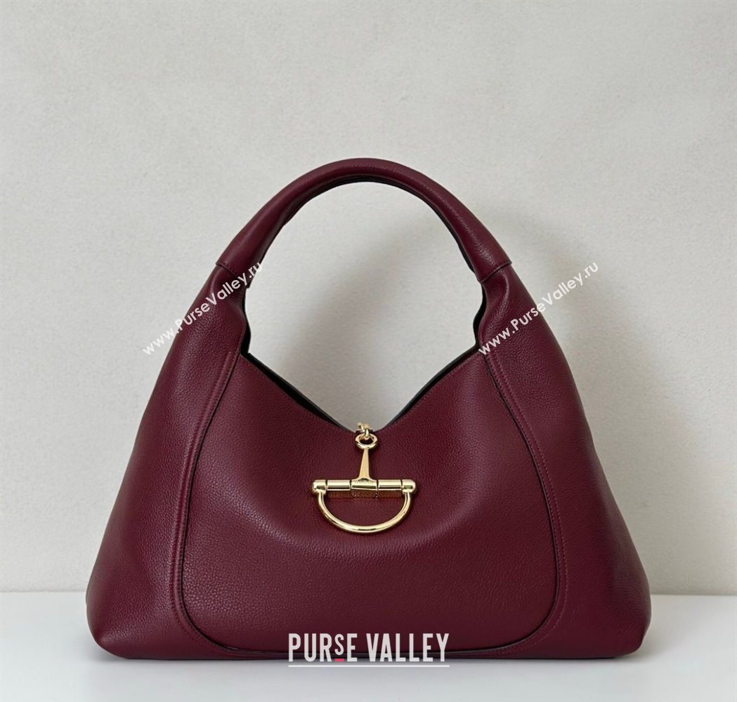 Gucci Softbit Leather Maxi Shoulder Bag with Oversized Half Horsebit Ancora Red 2025 837466 (DLH-251124109)