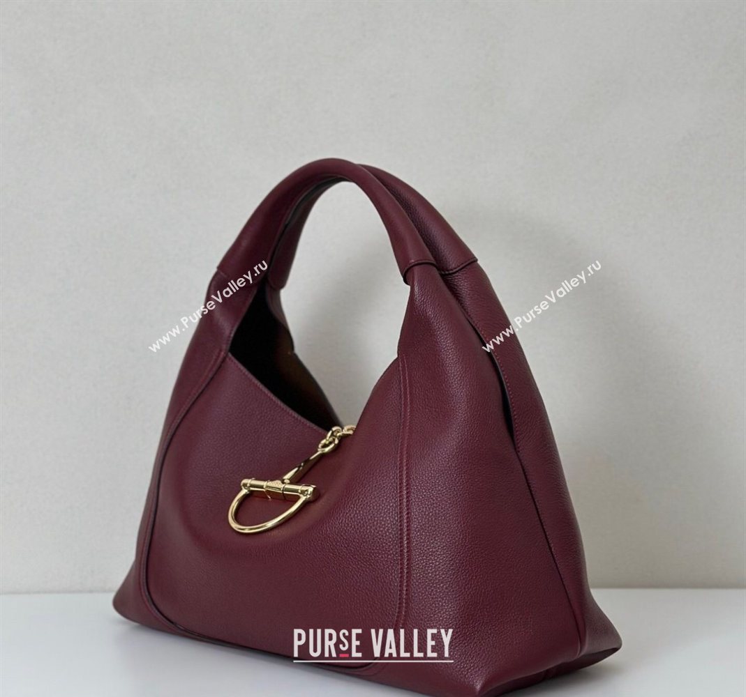 Gucci Softbit Leather Maxi Shoulder Bag with Oversized Half Horsebit Ancora Red 2025 837466 (DLH-251124109)