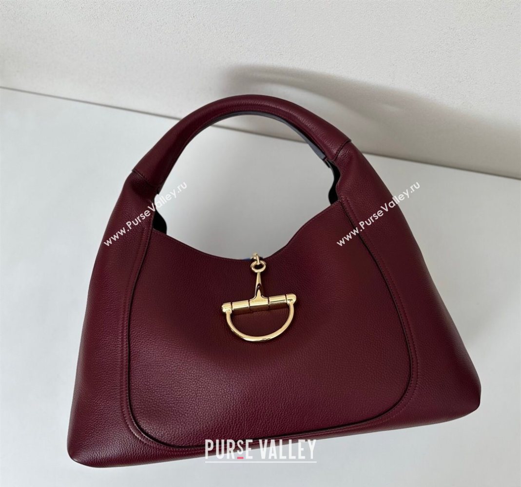Gucci Softbit Leather Maxi Shoulder Bag with Oversized Half Horsebit Ancora Red 2025 837466 (DLH-251124109)
